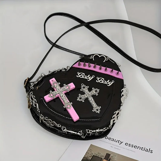 Grunge Y2K heart crossbody bag