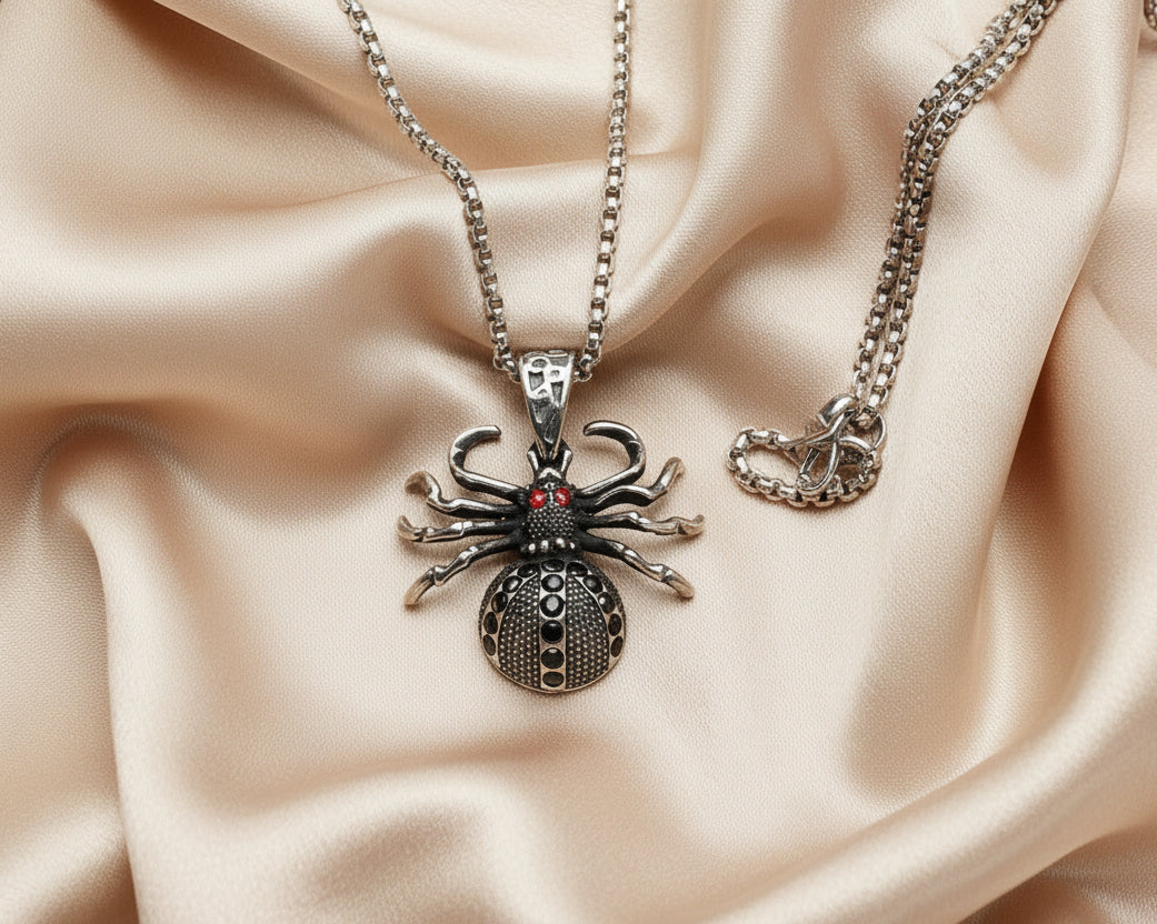 Spider Pendants 316L Stainless Steel Men Gem Necklaces Chain Gothic Trendy Rap Punk Rock Party Jewelry Special Gift Dropshipping