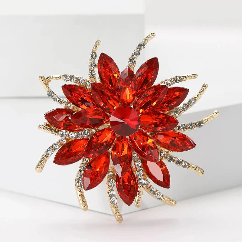 Women's Luxury Crystal Sunflower Brooch – Statement Lapel Pin