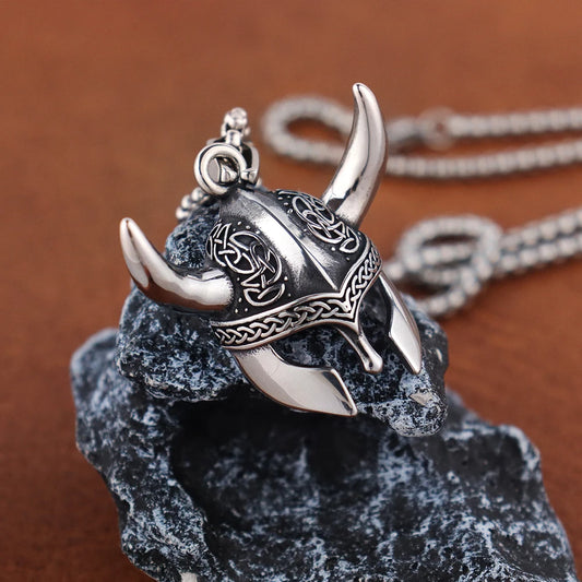 Vintage Viking Pirate Mask Pendants Chain for Men Gift Scandinavian Necklace Jewelry Stainless Steel Nordic Celtic Knot Amulet