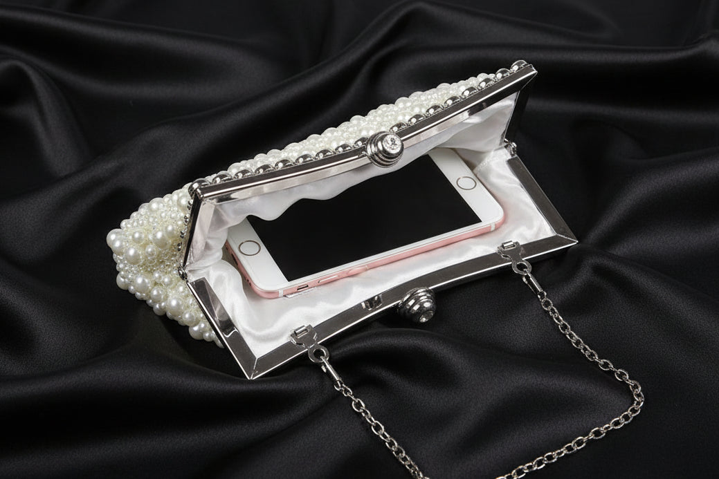 Luxury Crystal Evening Clutch Bag Lady Elegant Wedding Purse New Women Plastic Pearl Handbags Party Dinner Bling Shoulder Bags