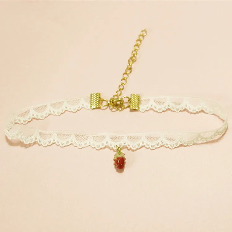 Sweet lace strawberry choker