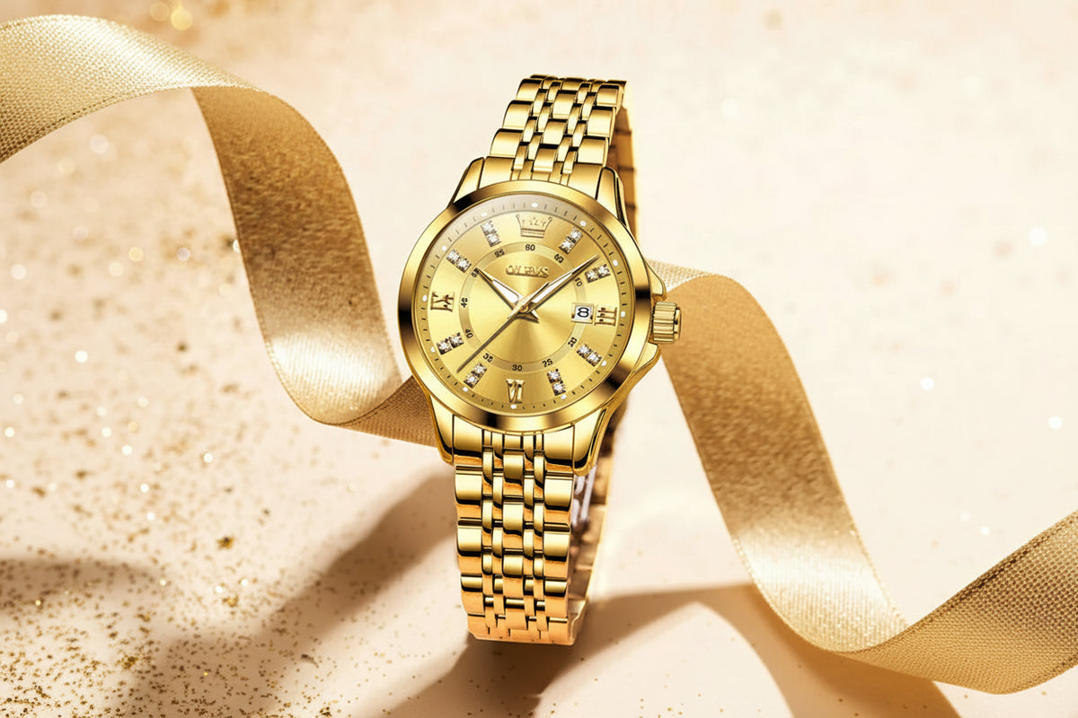 OLEVS Women's Elegant Diamond Quartz Watch | Stainless Steel | Luminous | 4 Colors | Waterproof