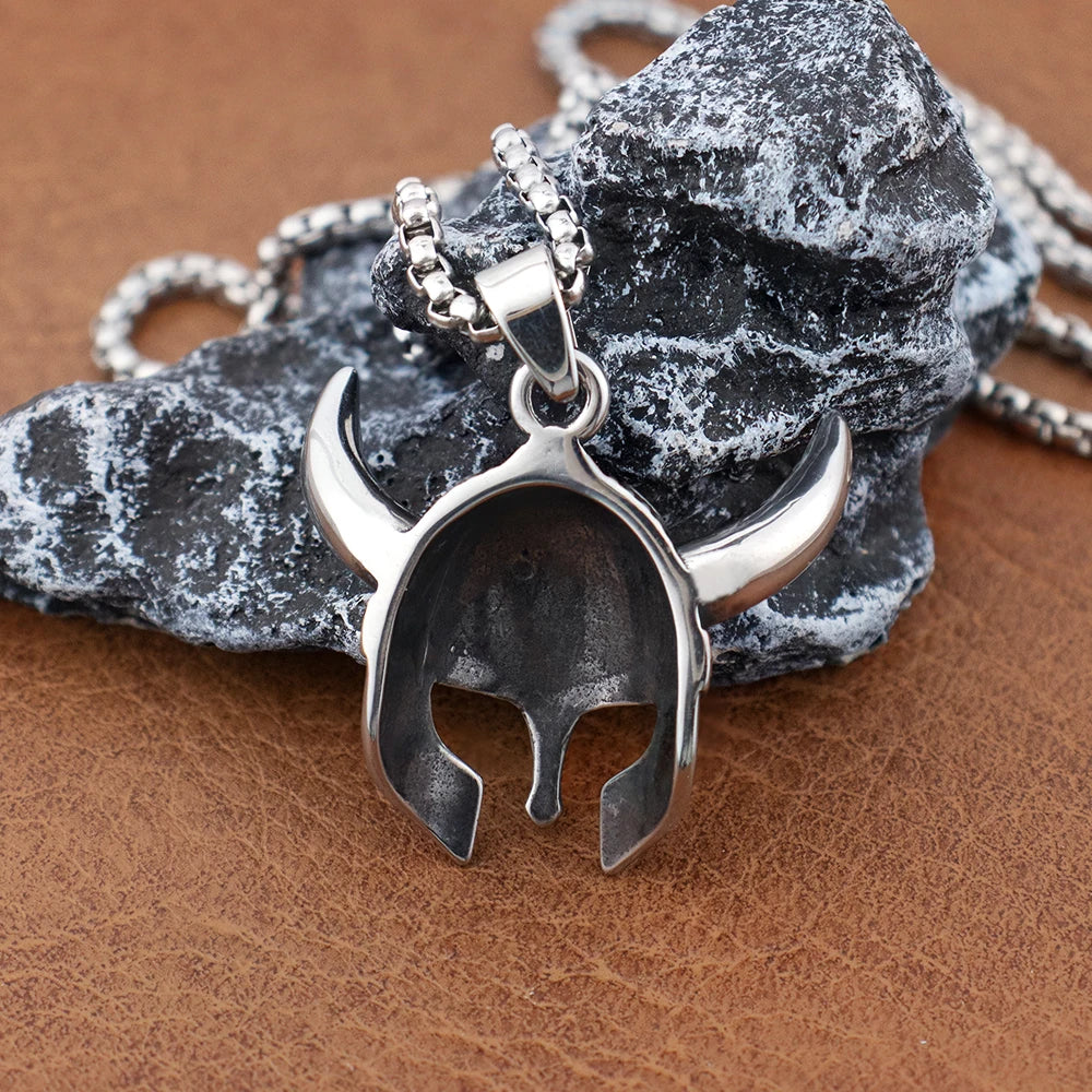 Vintage Viking Pirate Mask Pendants Chain for Men Gift Scandinavian Necklace Jewelry Stainless Steel Nordic Celtic Knot Amulet