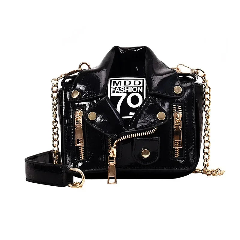 Motorcycle Jacket Shape Shoulder Bag for Women | Designer Novelty Handbag | 5 Colors