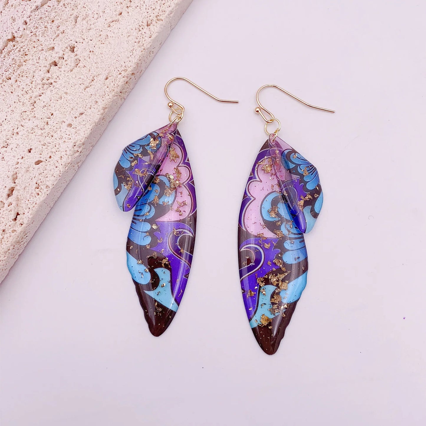 Handmade Butterfly Wing Drop Earrings for Women | Gradient Resin Long Dangle Earrings