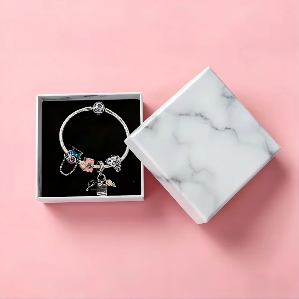 925 Silver Owl Flower Graduation Cap Bouquet Beads Charms Pendant Fit Snake Chain Flower Bracelet DIY Fine Jewelry Gift with Box