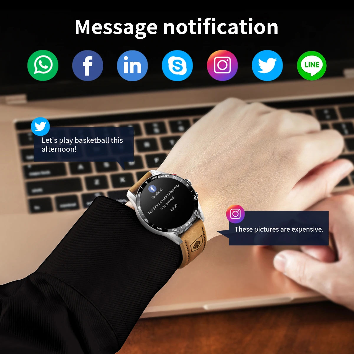 LIGE Men's Military GPS Smart Watch | Bluetooth Calls | 100+ Sport Modes | AMOLED