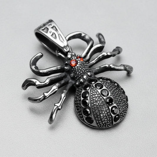 Spider Pendants 316L Stainless Steel Men Gem Necklaces Chain Gothic Trendy Rap Punk Rock Party Jewelry Special Gift Dropshipping