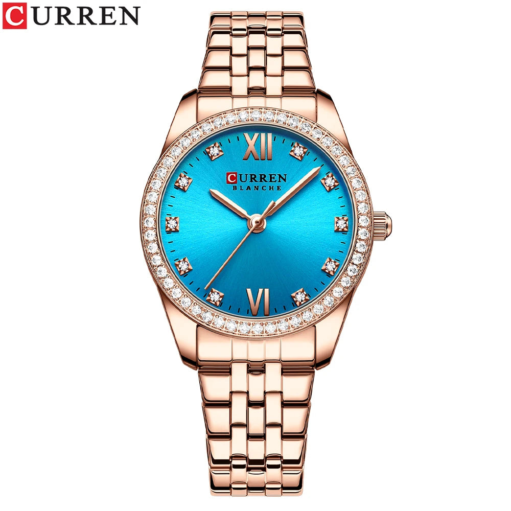 CURREN Women's Luxury Rhinestone Bracelet Watch | Rose Gold | Quartz | Gift Box Available