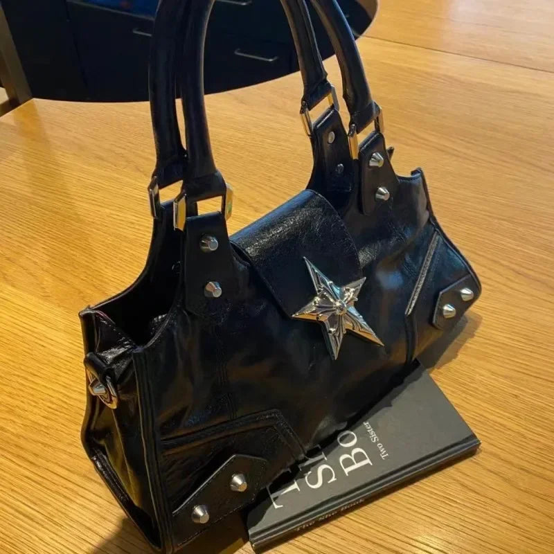 Star gothic black shoulder & crossbody bag