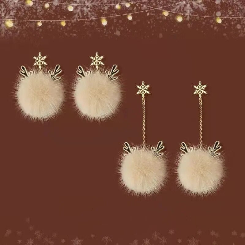 Fuzzy Reindeer Earrings