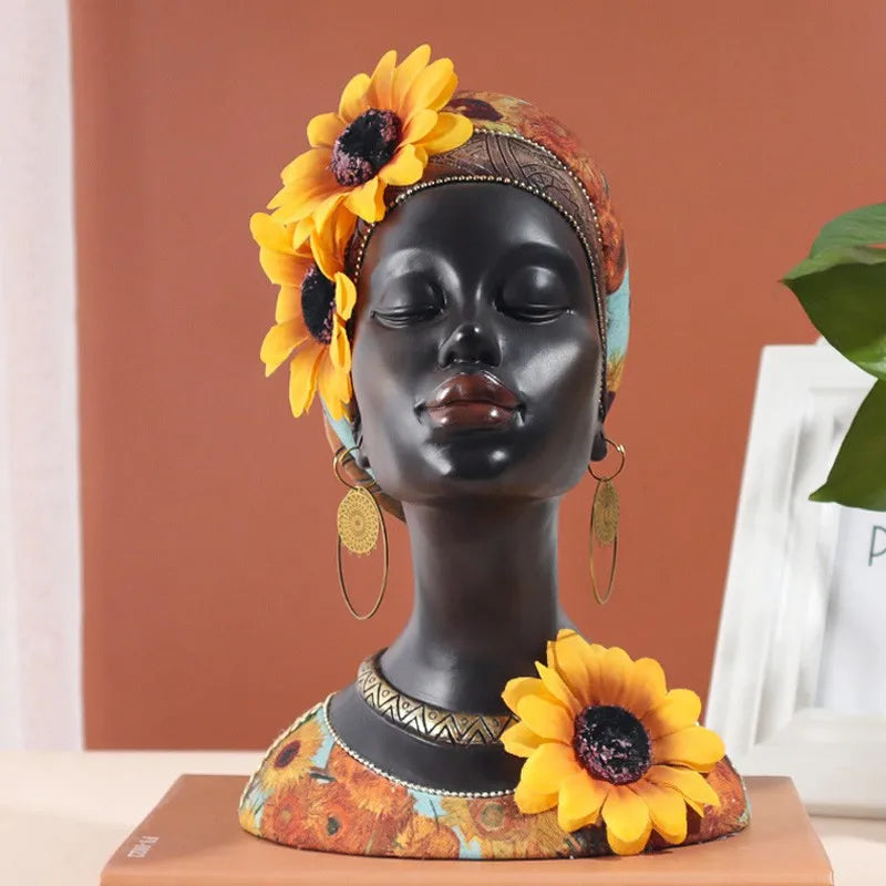 Vilead Resin Fabirc African Beauty Figurines Creative Modern Art Crafts Interior Decoration  Living Room Book Shelf Office Decor