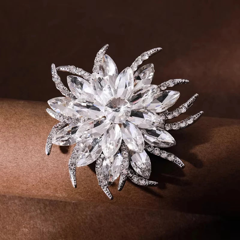 Women's Luxury Crystal Sunflower Brooch – Statement Lapel Pin