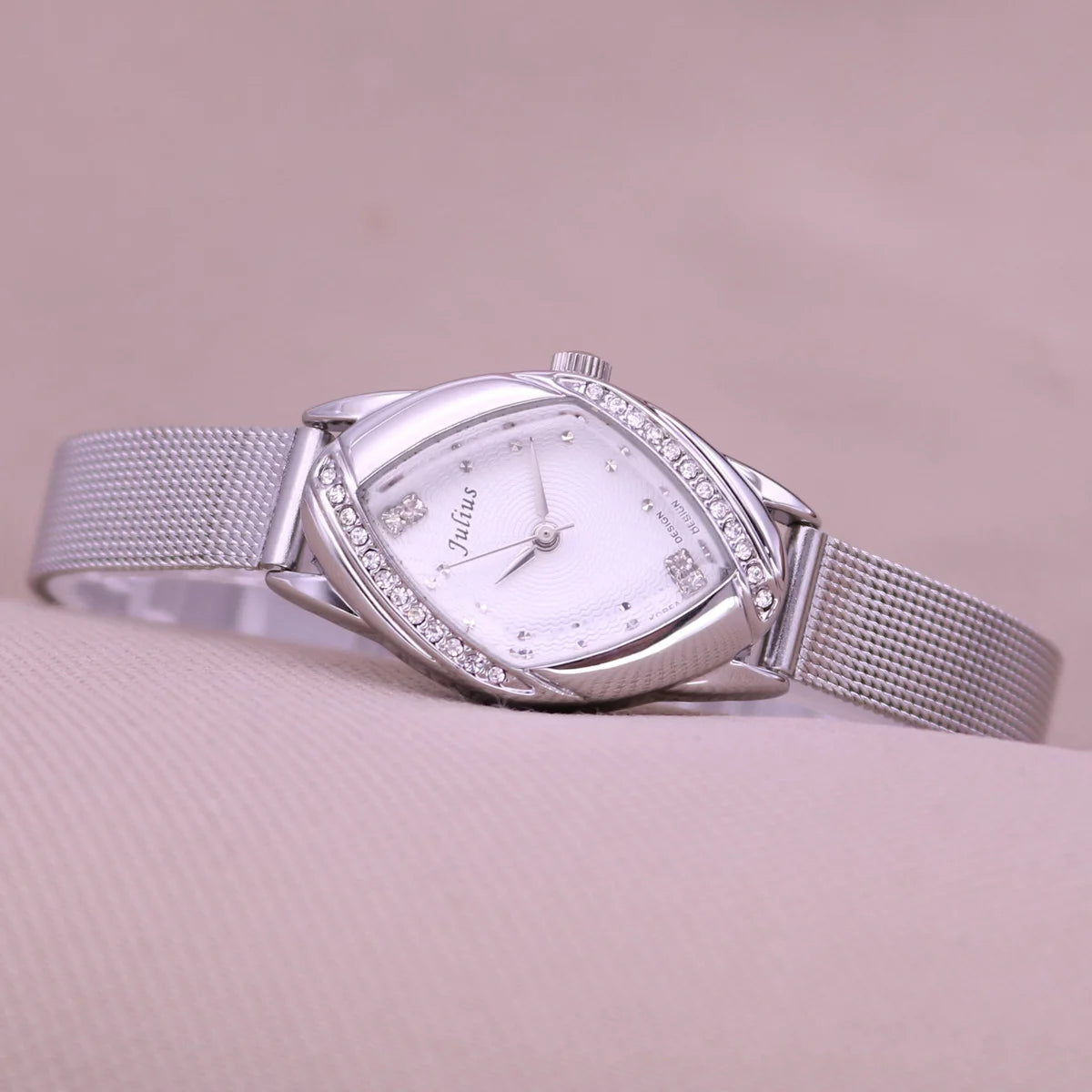 JULIUS Women's Elegant Rhinestone Watch | Real Leather Band | Japanese Quartz | Gift Box
