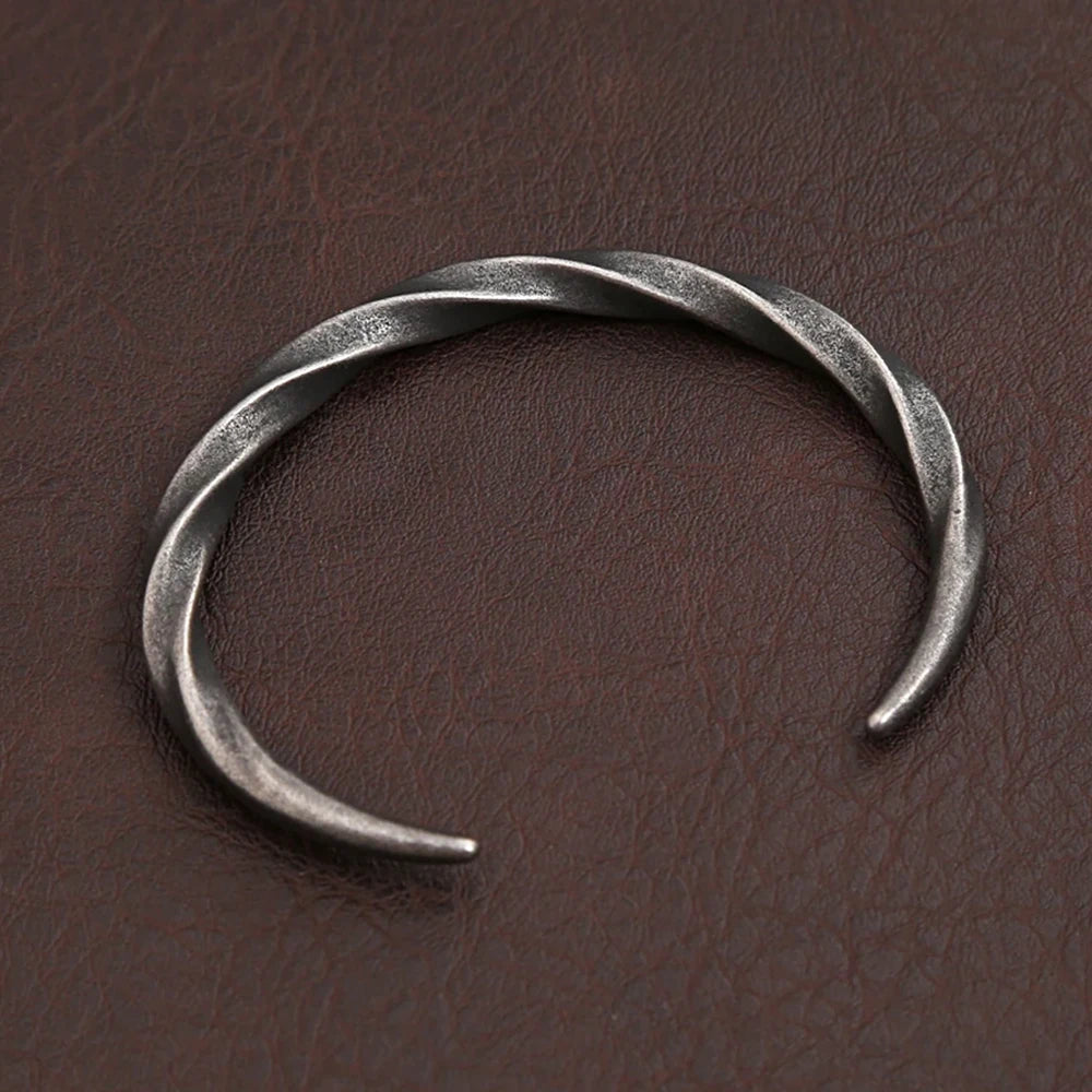 Stainless Steel Fashion Simple Bracelets Men's Vintage Twist Bracelet Unique Design Party Open Bangle Jewelry Gifts Never Fading