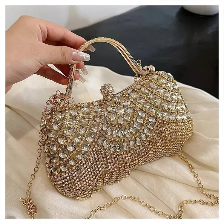 Luxurious Women Banquet Handbags New Diamond-Studded Tassel Evening Bags Wedding Purse Dress Beaded Party Clutch