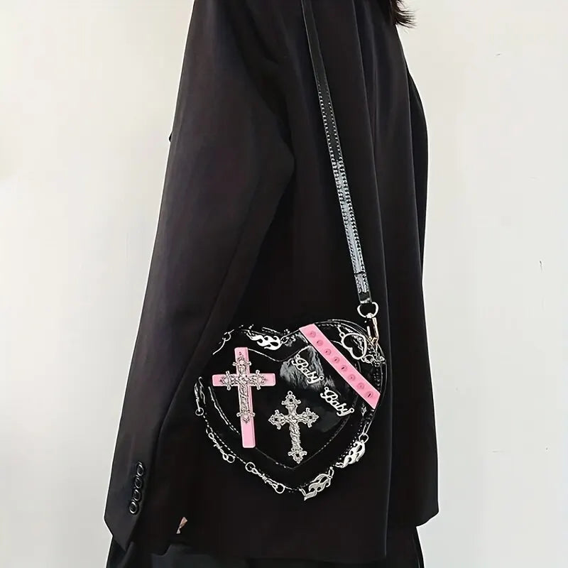 Grunge Y2K heart crossbody bag