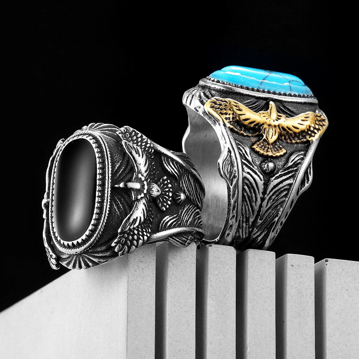 Men's Soar Gemstone Rings Eagle 316L Stainless Steel