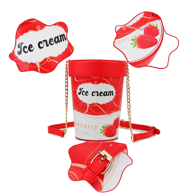 Shoulder & Crossbody strawberry ice-cream bag