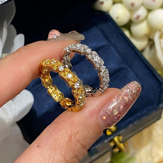 Palace Style Hollow Zircon Ring - Sterling Silver Plated Statement Ring