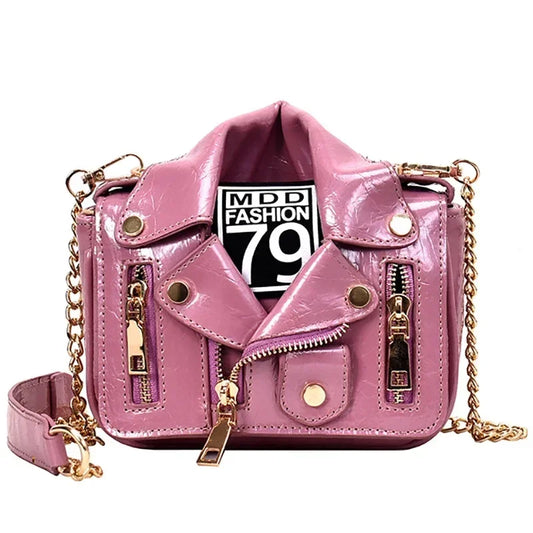 Motorcycle Jacket Shape Shoulder Bag for Women | Designer Novelty Handbag | 5 Colors