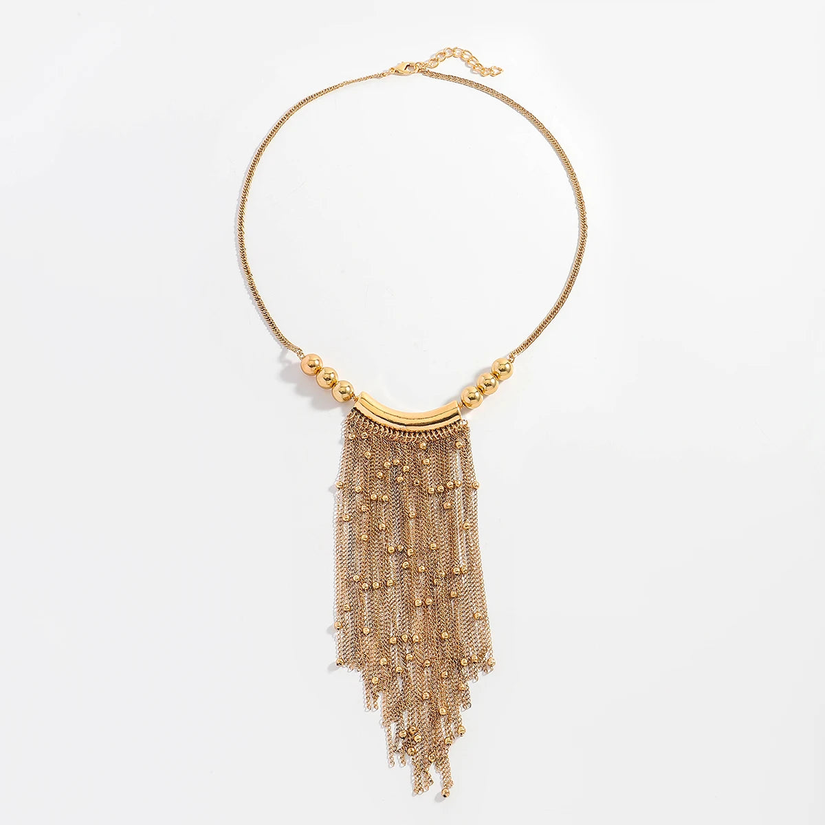 Fashion Alloy Handmade Bead Necklace With Tassel Pendant