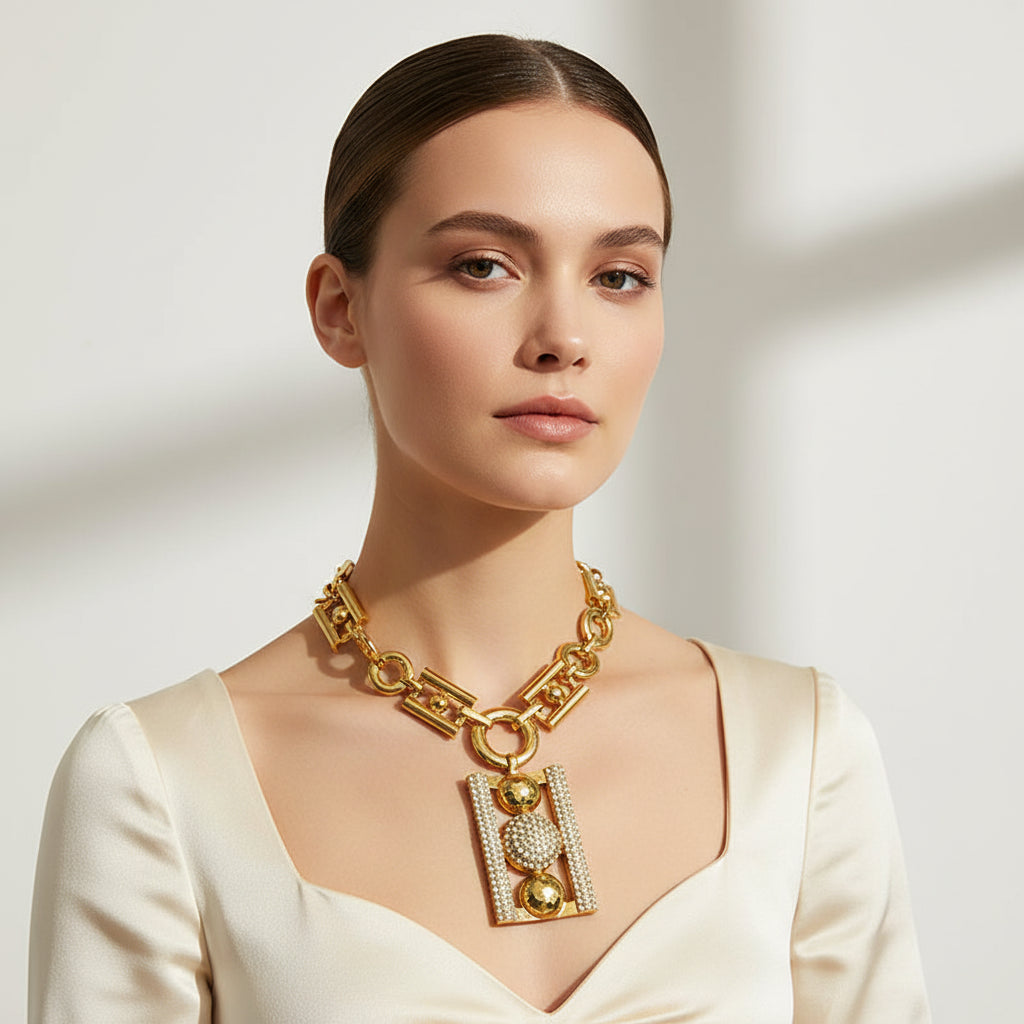 Dubai 18K Gold Plated Luxury Jewelry Set – Rhinestone Necklace, Bracelet, Earrings & Ring
