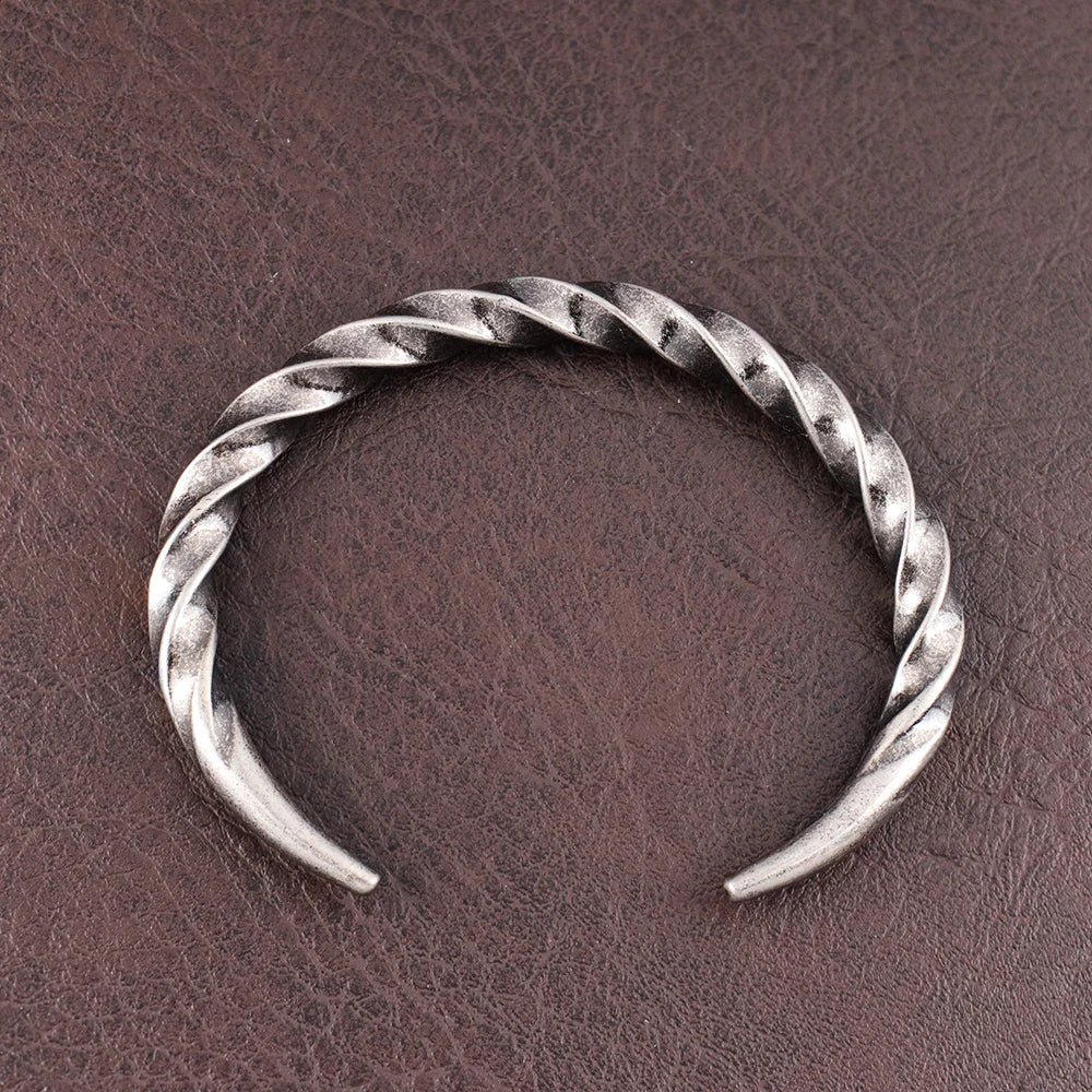 Stainless Steel Fashion Simple Bracelets Men's Vintage Twist Bracelet Unique Design Party Open Bangle Jewelry Gifts Never Fading