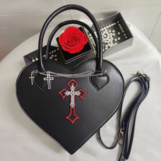 Gothic black heart crossbody bag