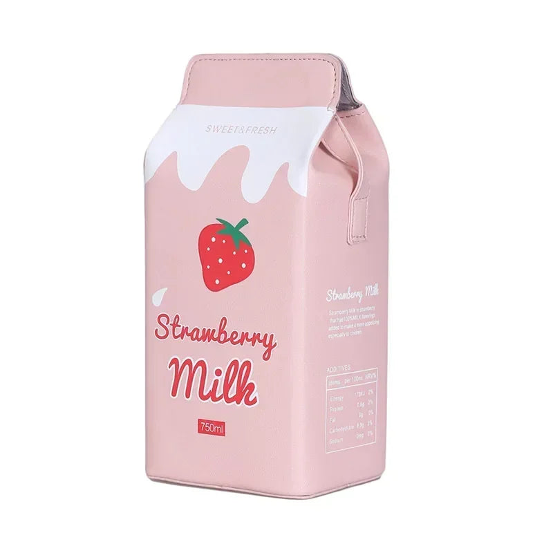 Crossbody Strawberry Milk Vertical PU Fashion Shoulder Square Bag