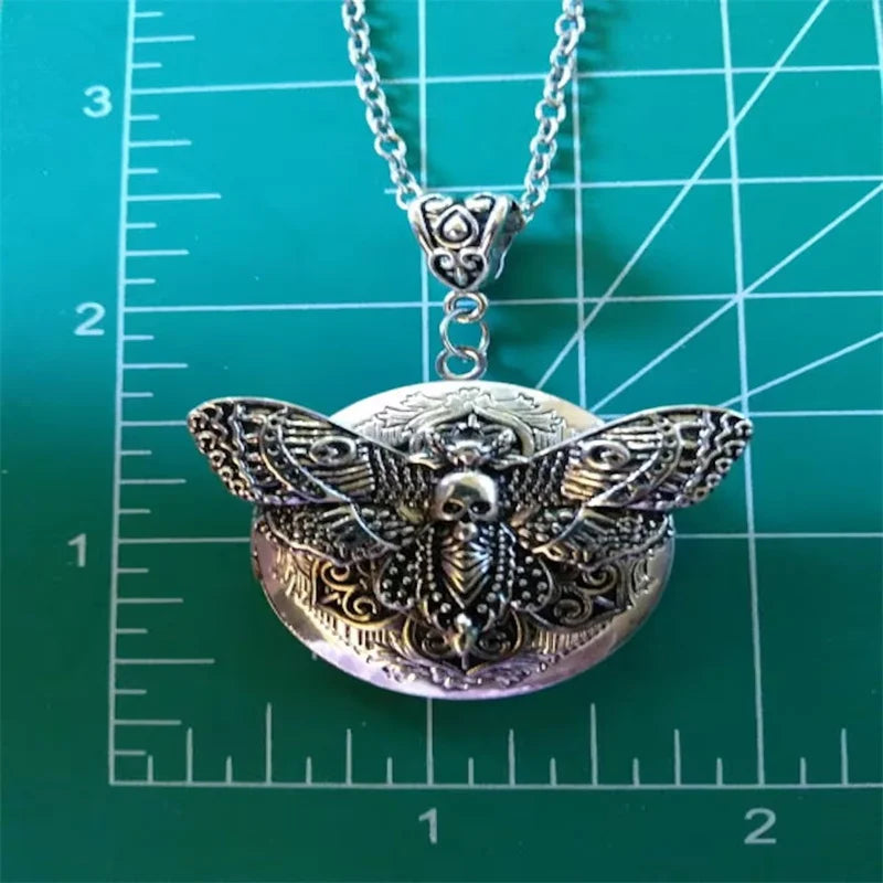 Moth Locket Necklace Great Gift Birthday Christmas Stocking Stuffer Anniversary Thanksgiving Fall Trends