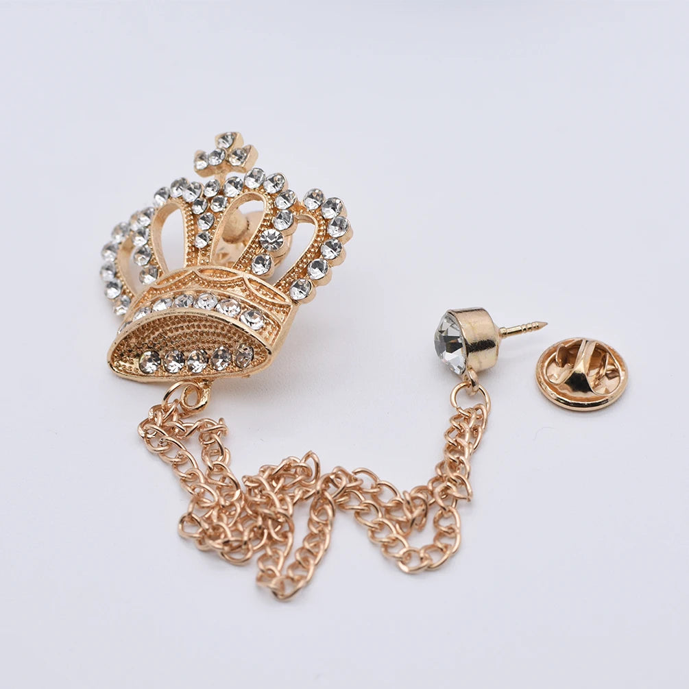 Men's Elegant Rhinestone Feather Brooch – Suit Lapel Pin
