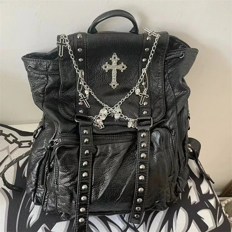 Grunge cross & chains backpack