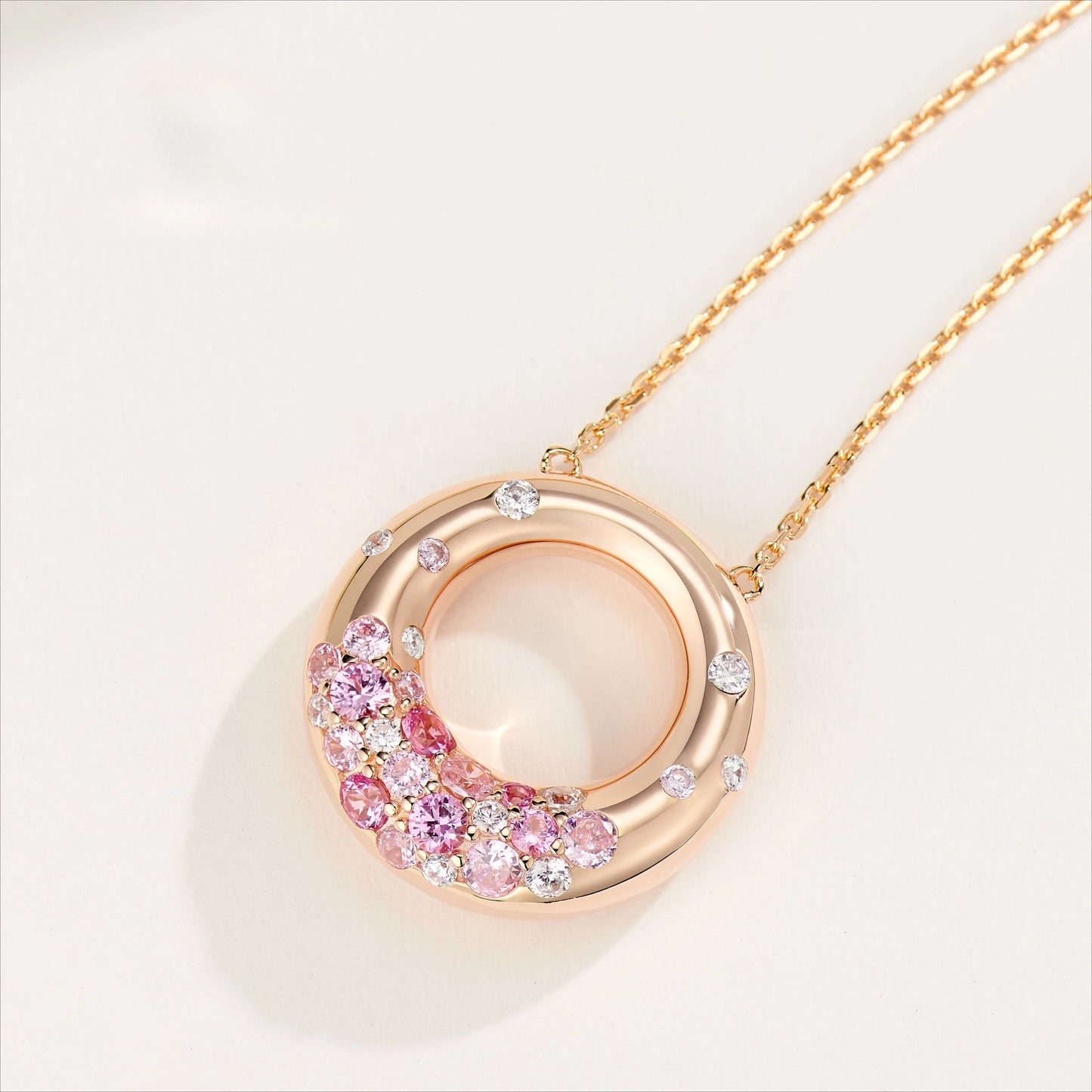 Sweet Donut Necklace Silver 925 Zircon Fashion Jewelry Chain Necklace