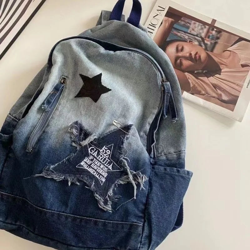 Denim rockstar backpack