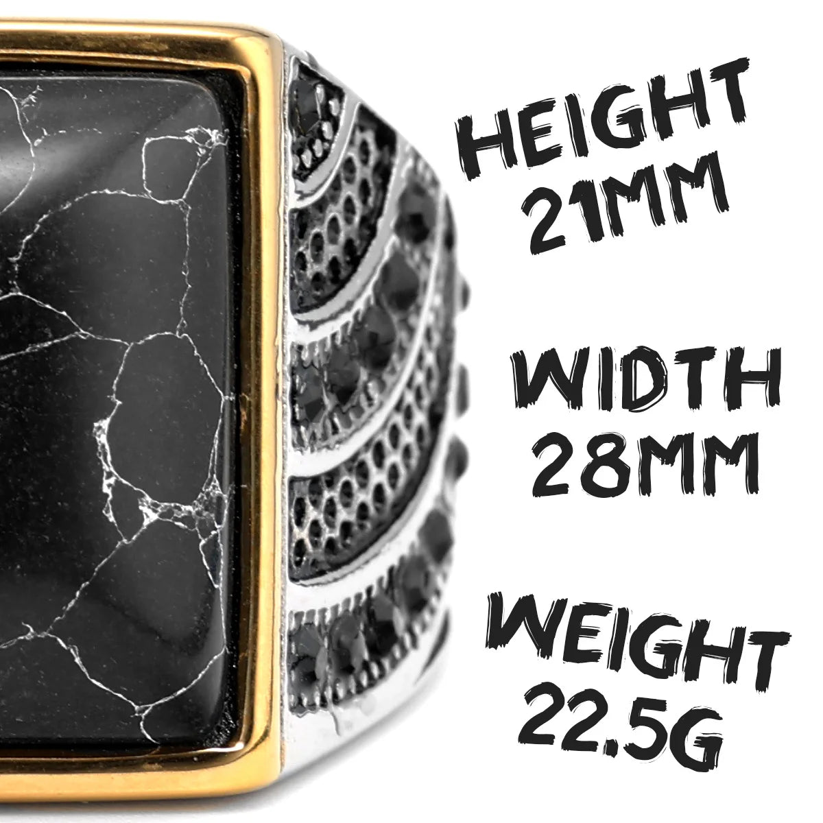 Simple Men's Gemstones Rings 316L Stainless Steel Ring