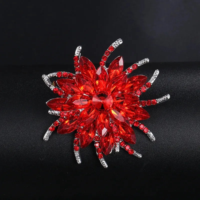 Women's Luxury Crystal Sunflower Brooch – Statement Lapel Pin