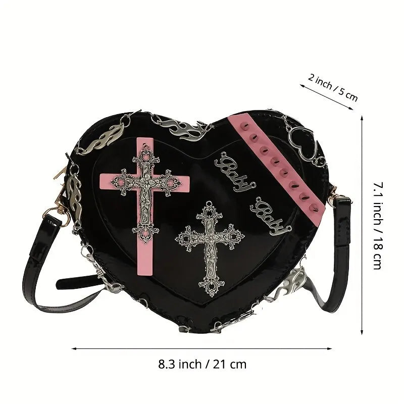 Grunge Y2K heart crossbody bag