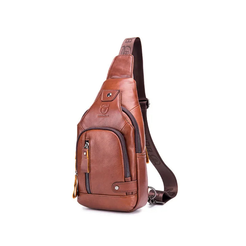 Men's 100% cowhide leather crossbody bag