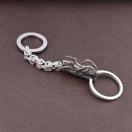Stainless Steel Chinese Dragon Keychain