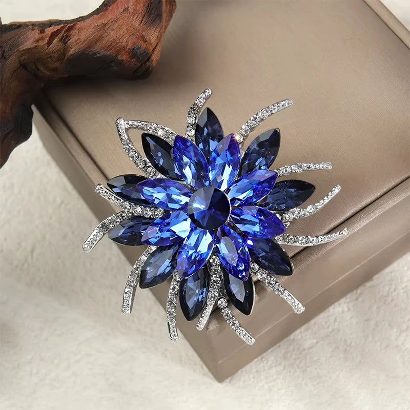 Women's Luxury Crystal Sunflower Brooch – Statement Lapel Pin