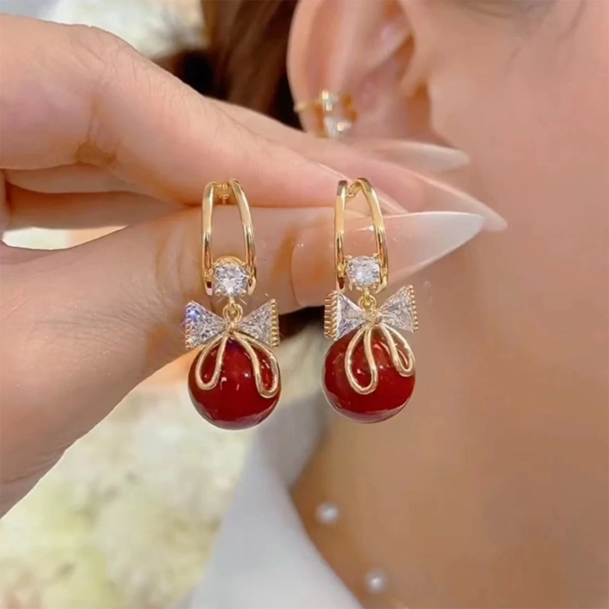 Heart-Shaped Drop Earrings