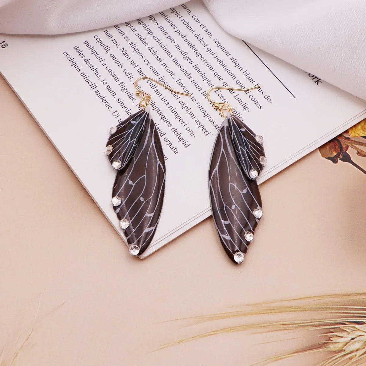 Handmade Butterfly Wing Drop Earrings for Women | Gradient Resin Long Dangle Earrings