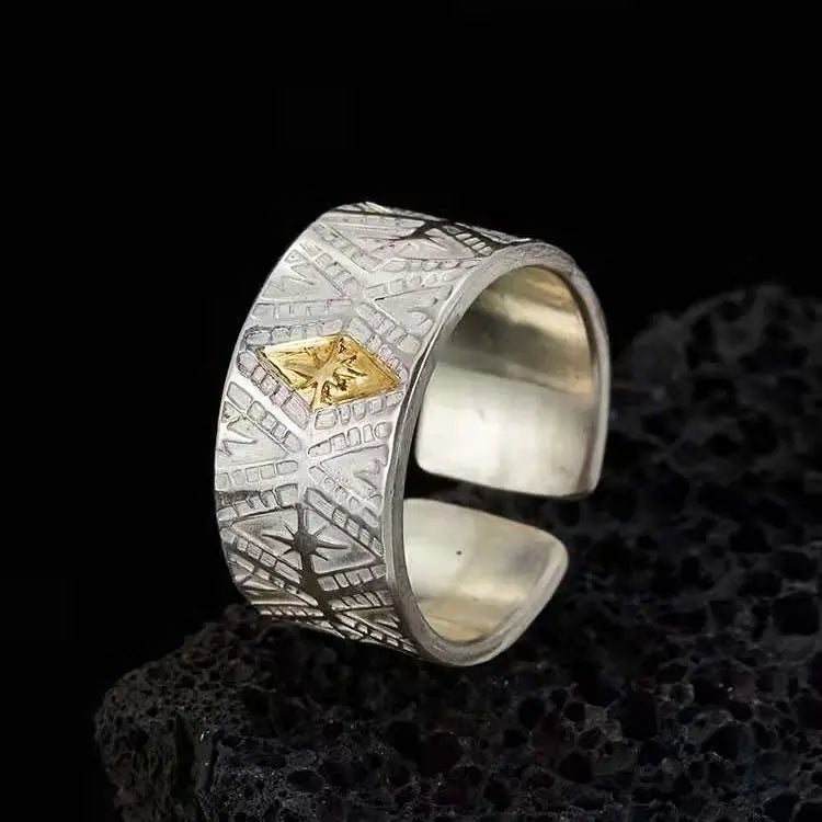Chinese Art Titanium Open Band Ring – 6 Styles