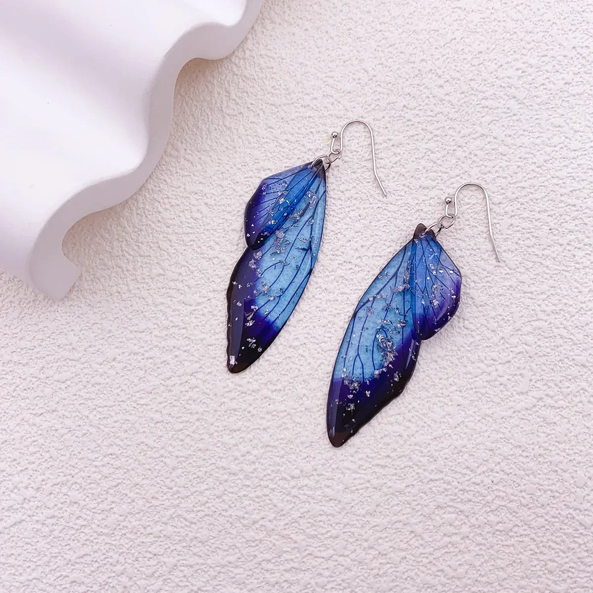 Handmade Butterfly Wing Drop Earrings for Women | Gradient Resin Long Dangle Earrings