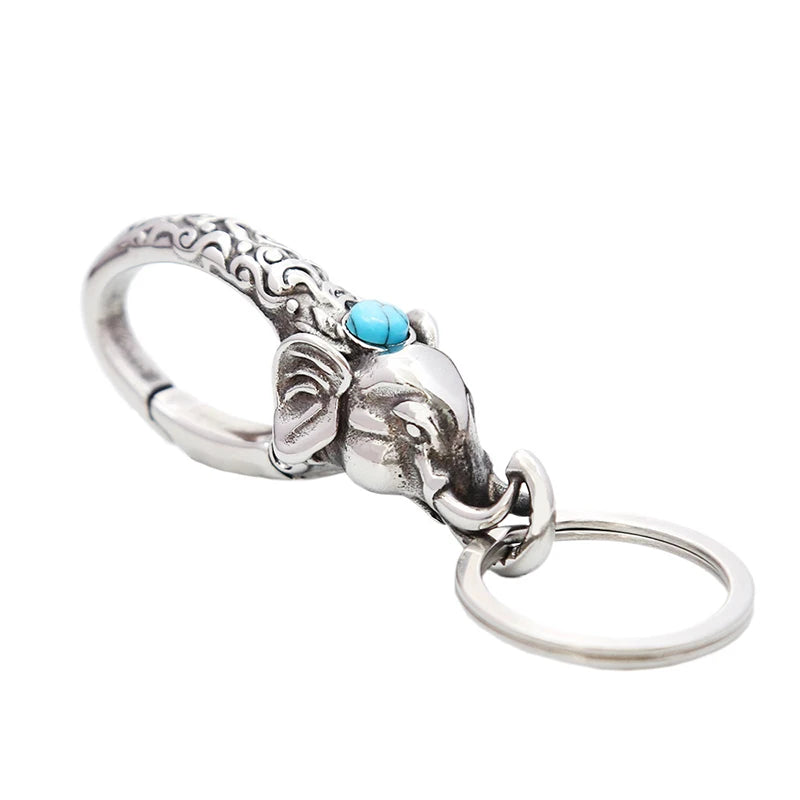 Chinese Dragon Head Stainless Steel Keychain — Viking Style | Men's Gift