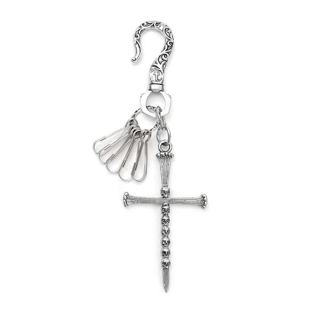 Retro Skull Cross Keychain Punk Hip-Hop Denim Accessory Pendant Unisex European American Style Minimalist Jewelry