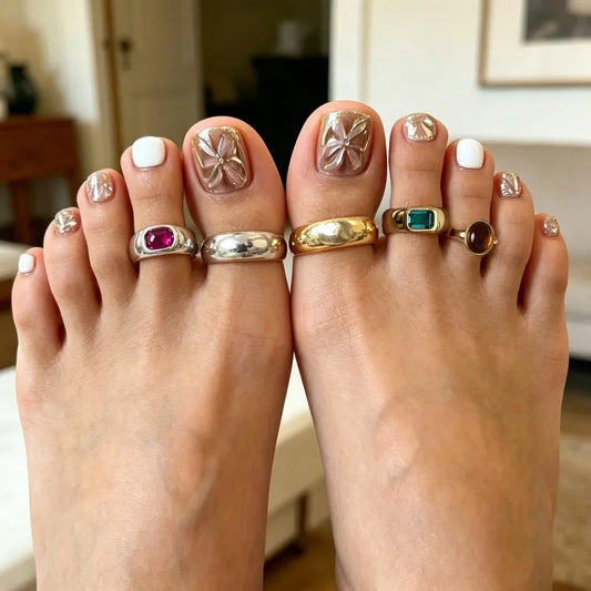 2Pcs/set Vintage Rhinestone Rings Set Open Foot Rings for Woman Colorful Crystal Minimalist Bohemian Summer Beach Jewelry Gift