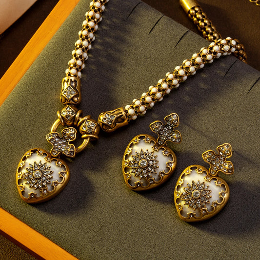 Vintage Rhinestone Heart Necklace or Earrings, Sold Separately